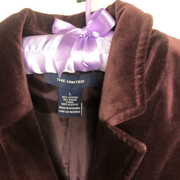 The Limited Deep Purple Velvet Blazer. Size Large. - Picture 5 of 5